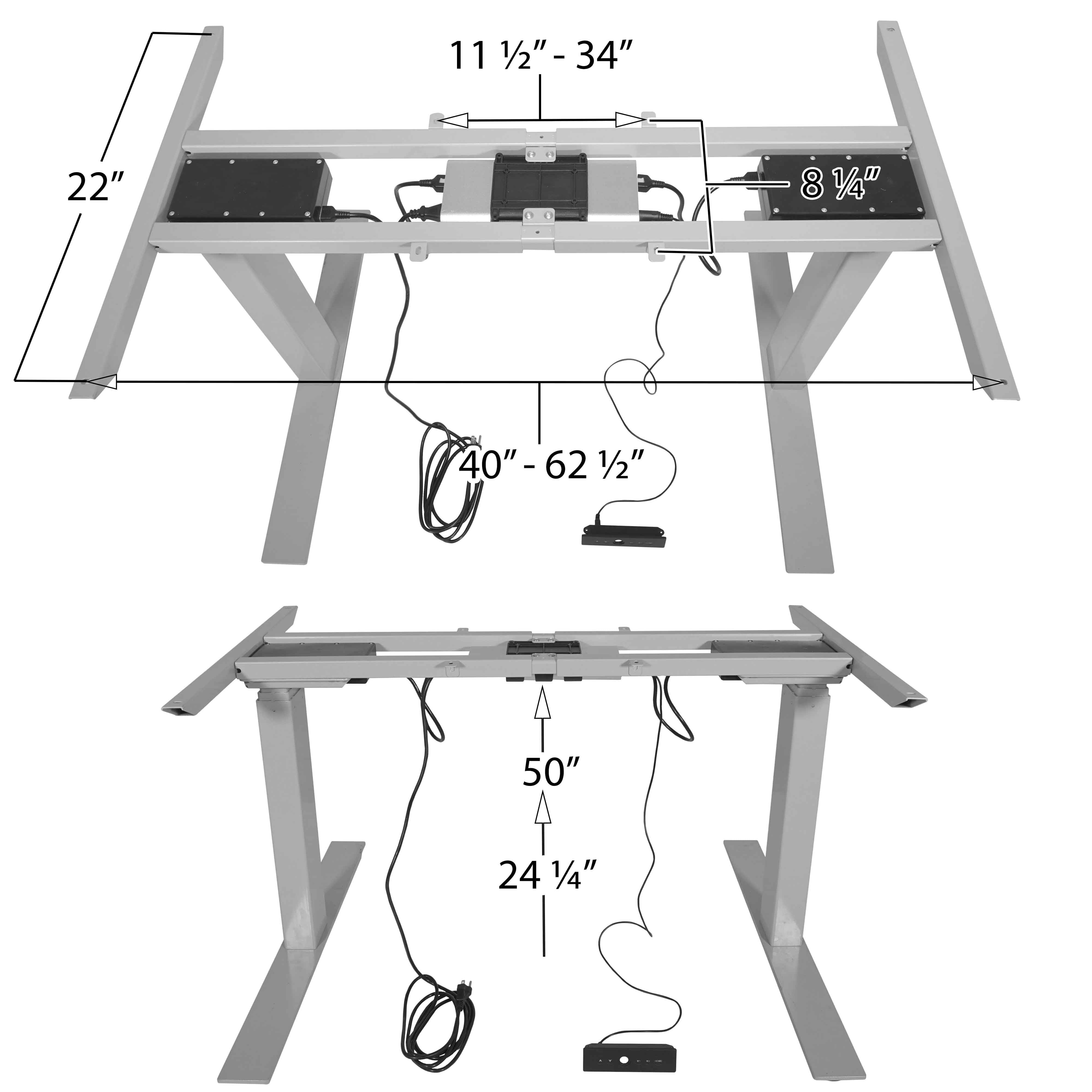 Titan Dual Motor Electric Adjustable Base Height Sit-Stand Standing Desk Frame