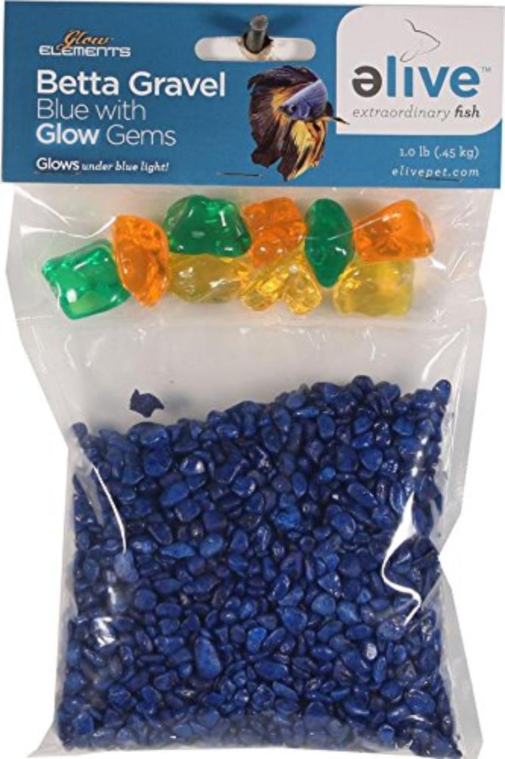 1056 034295 Betta Gravel with Glow Gems, Blue, Betta gravel w glow gems