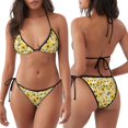 thumbnail image 3 of Balery Navy Blue Leaf Sunflower Pijama Estampado Bikini de Dos Piezas para Mujer - Conjunto de Bikini Ajustable Sexy y Cómodo para Playa, 3 of 6