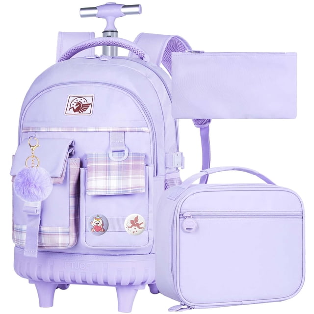 Mochila con ruedas gxtvo, 3 unidades, para niñas, mujeres y adultos, color morado