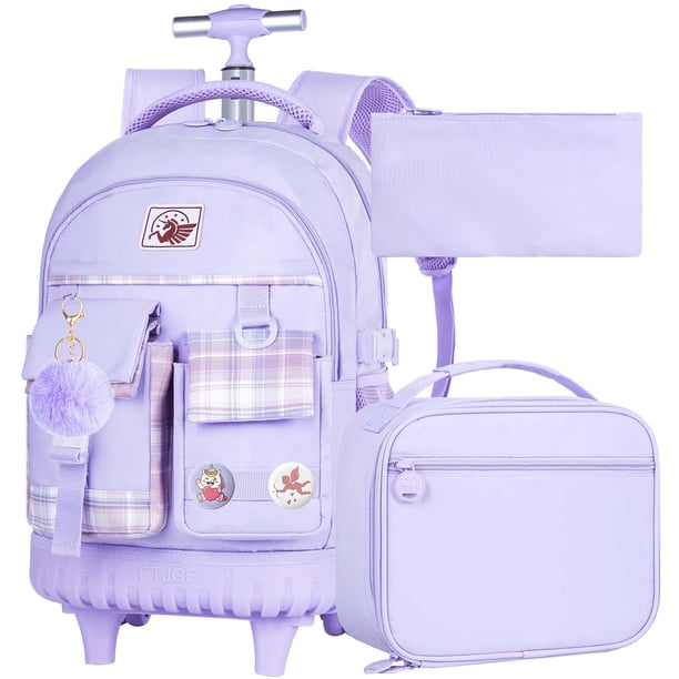 Mochila con ruedas gxtvo, 3 unidades, para niñas, mujeres y adultos, color morado