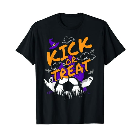 Halloween Shirt for Soccer Players with a Soccer Ball Black T-Shirt