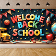 thumbnail image 2 of Decorative Design Welcome Banner Colorful Letters Globe Decoration for School Party Classroom Event Student Celebration, 2 of 9