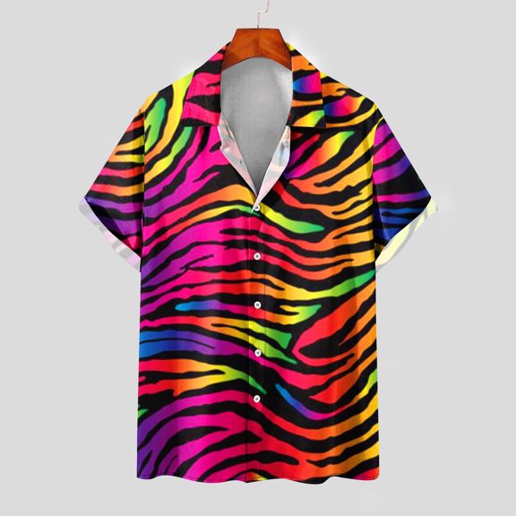 Tie Dye Short Sleeve Casual Hawaiian Shirt for Men,Mens Hawaiian Shirts Short Sleeve Casual Button Down Tropical Beach Shirt,Turn Down Collar Shirt Blouse