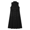 thumbnail image 4 of XiYing Robes Décontractées pour Femmes, Robe Longue d'Été Décontractée pour Femmes à Col en V Sans Manches, Maxi Fluide avec devant à Boutons et Poches pour Vacances à la Plage, Coupe Ample,, 4 of 7