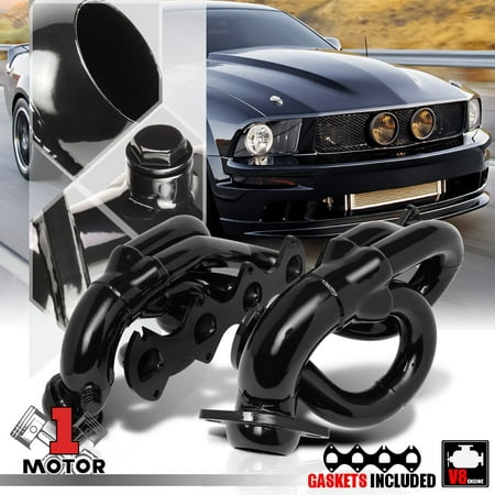 Black Painted Shorty Exhaust Header Manifold for 05-10 Ford Mustang 4.6 281 V8 06 07 08
