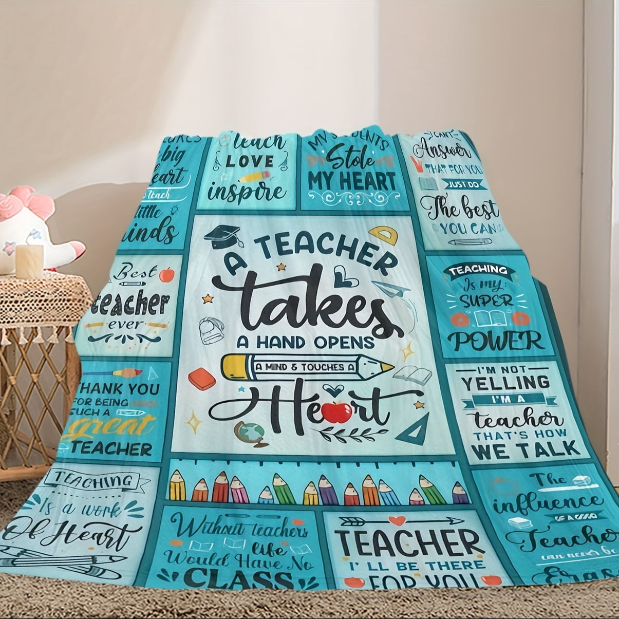 Cozy Flannel Throw Blanket for Teachers Perfect Gift for Birthdays Holidays & Teacher Appreciation Day Soft Warm & Versatile for Couch Bed Office and Travel