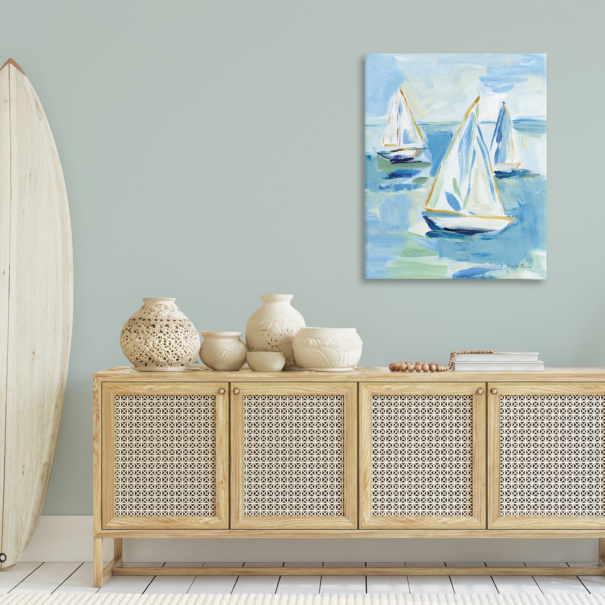 Stupell Industries Setting Sail Fleet Transportation Painting Gallery Wrapped Canvas Art Print Wall Art, 30 x 40