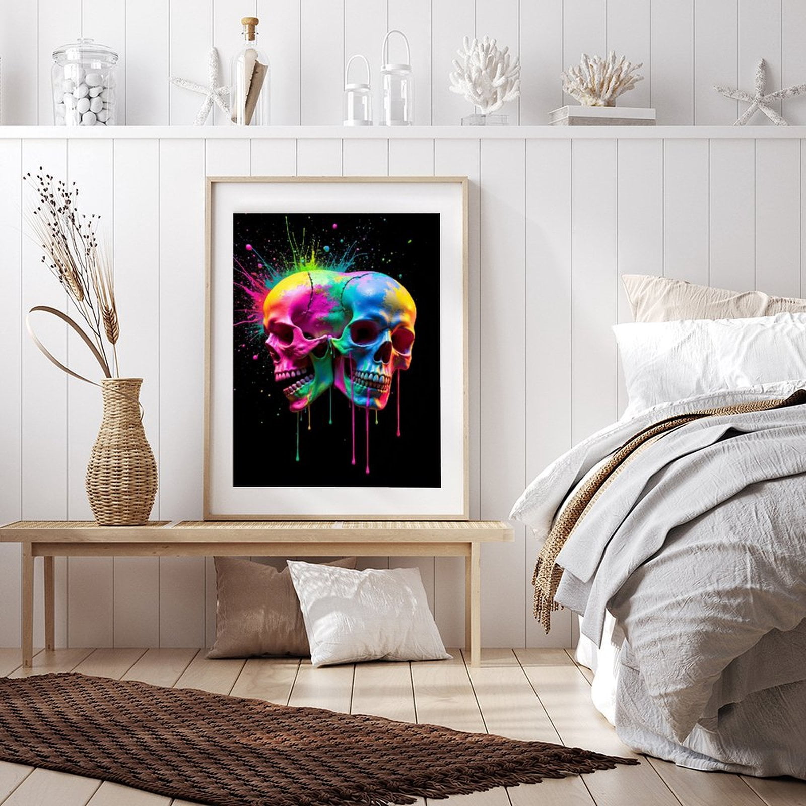Diamond Art Kits for Adults - 5d Colorful Dual Skull Art Diamond Painting for Adults, Diamond Art for Adults Beginners, Diamond Painting Kits for Adults for Home Wall Decor