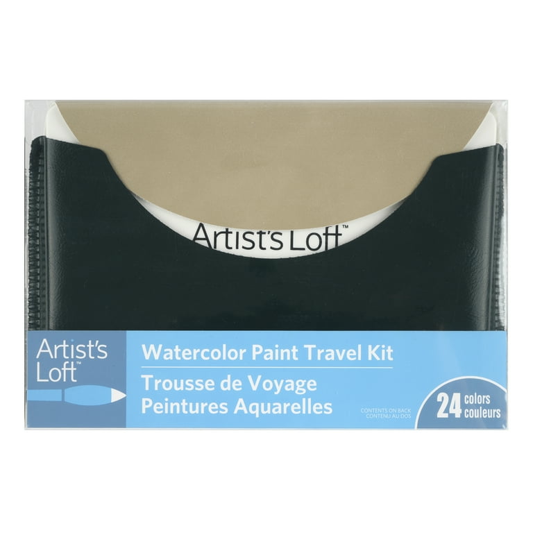 Pébéo Watercolour Set - 24 Half Pans, Tank Brush, Felt Tip, Notebook - Artist & Beginner Watercolour Kit