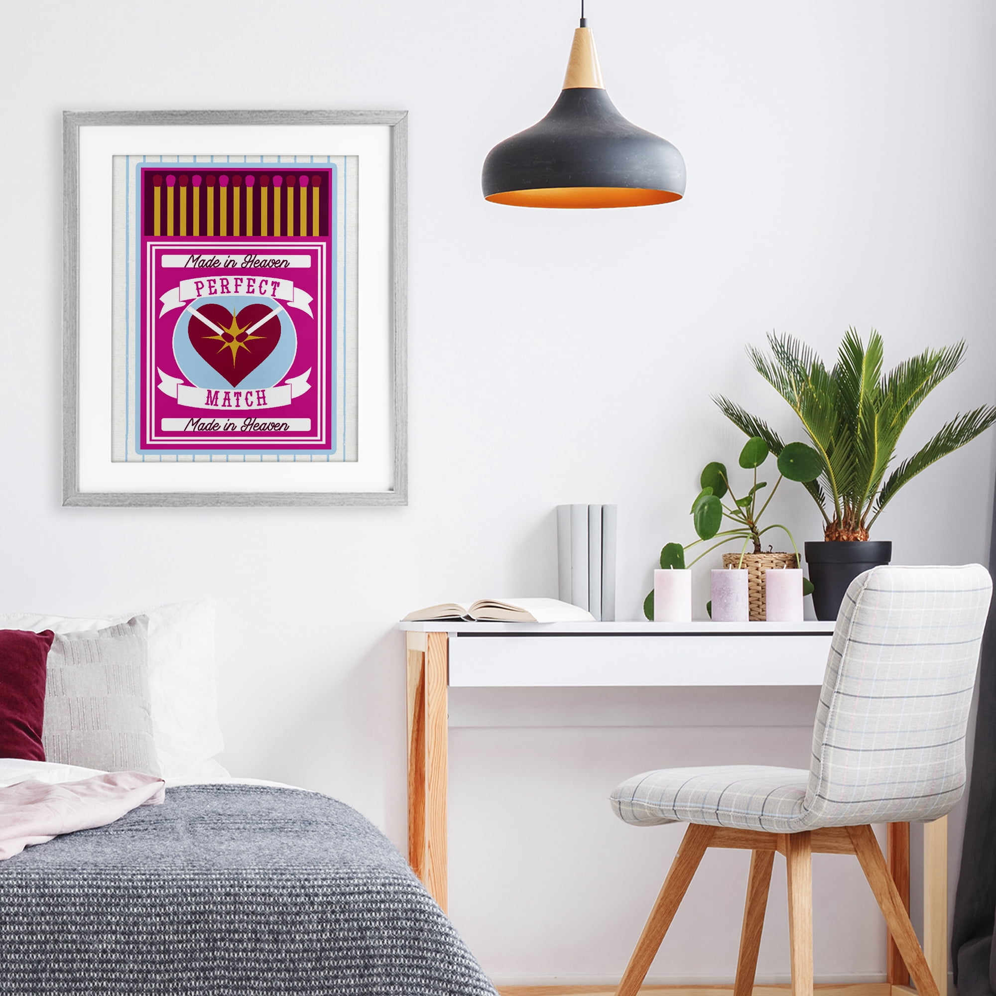 Stupell Industries Perfect Match Made In Heaven Gray Framed Print Under Glass, design by Lil' Rue