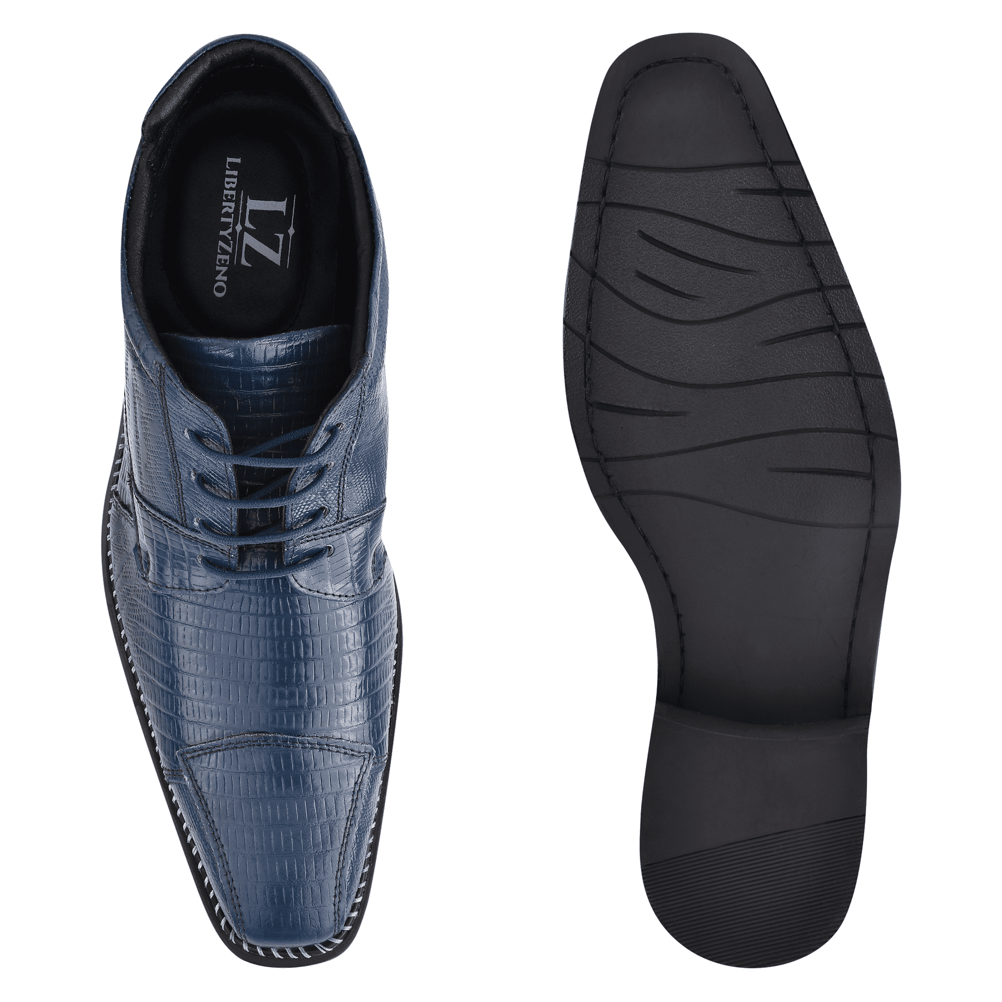 LIBERTYZENO Mens Ankle Boots Genuine Leather Lizard Print  display picture 2