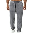 thumbnail image 4 of CQONEPT Sherpa Fleece Pants for Mens Drawstring Fuzzy Casual Cozy Pant Soft Warm Winter Outdoor Trousers with Pockets Gray L, 4 of 7