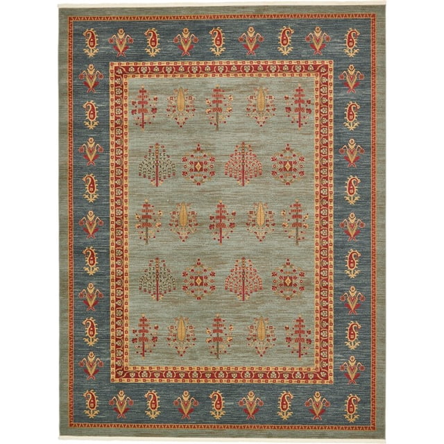Unique Loom Fars Natural Hues Rug 10' x 13' Rectangle Light Blue/Navy Blue
