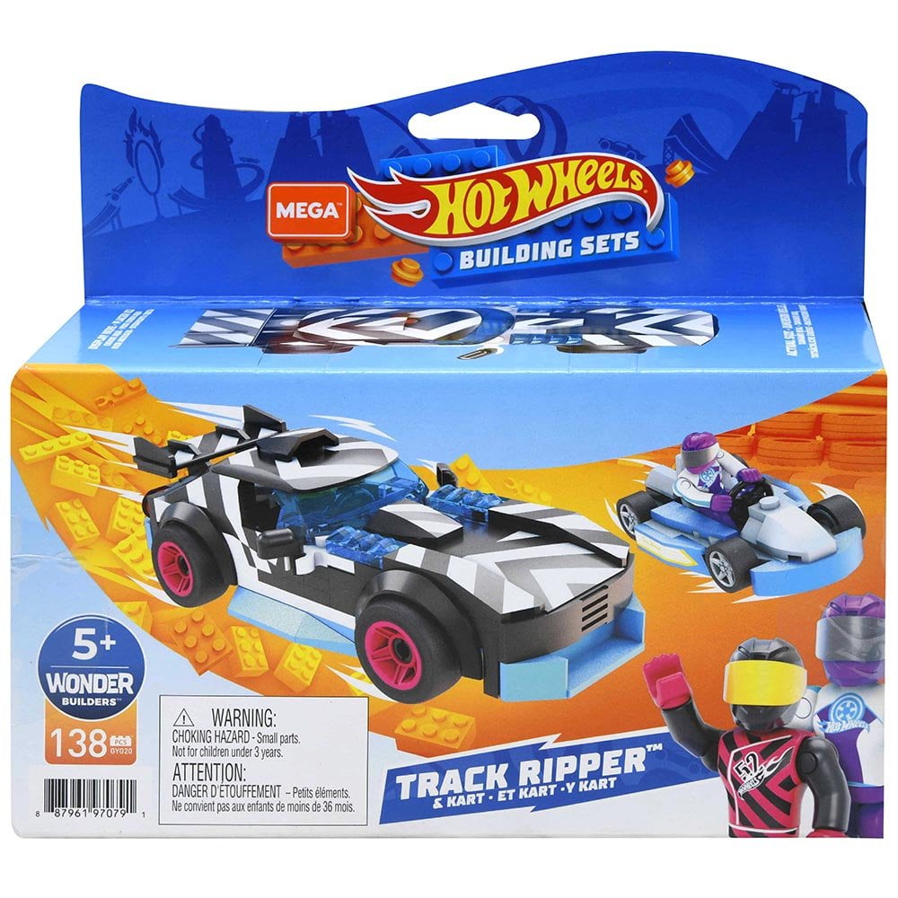 MEGA Hot Wheels Building Toy Race Cars Track Ripper & Kart with 2 Figures  (138 Pieces)