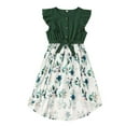 thumbnail image 2 of ZAXARRA Robe Assortie Parent-Enfant Maman Fille Imprimé Fleur Verte Robe Nœud, 2 of 9