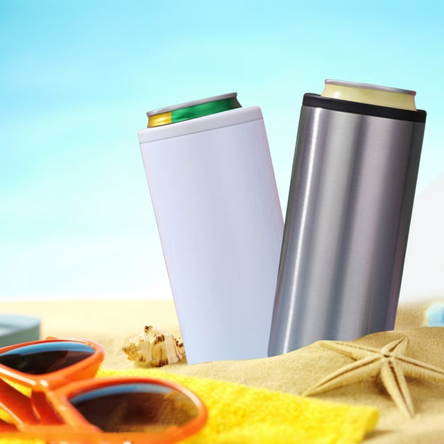 New Arrivals-304 stainless steel insulation AA-Double Walled Slim For 12Oz Can Stainless Cooler Stainless Can Vacuum Cooler Insulated Holder Glass&Bottle-6.3x2.8x2.8 inches-AA Clearance