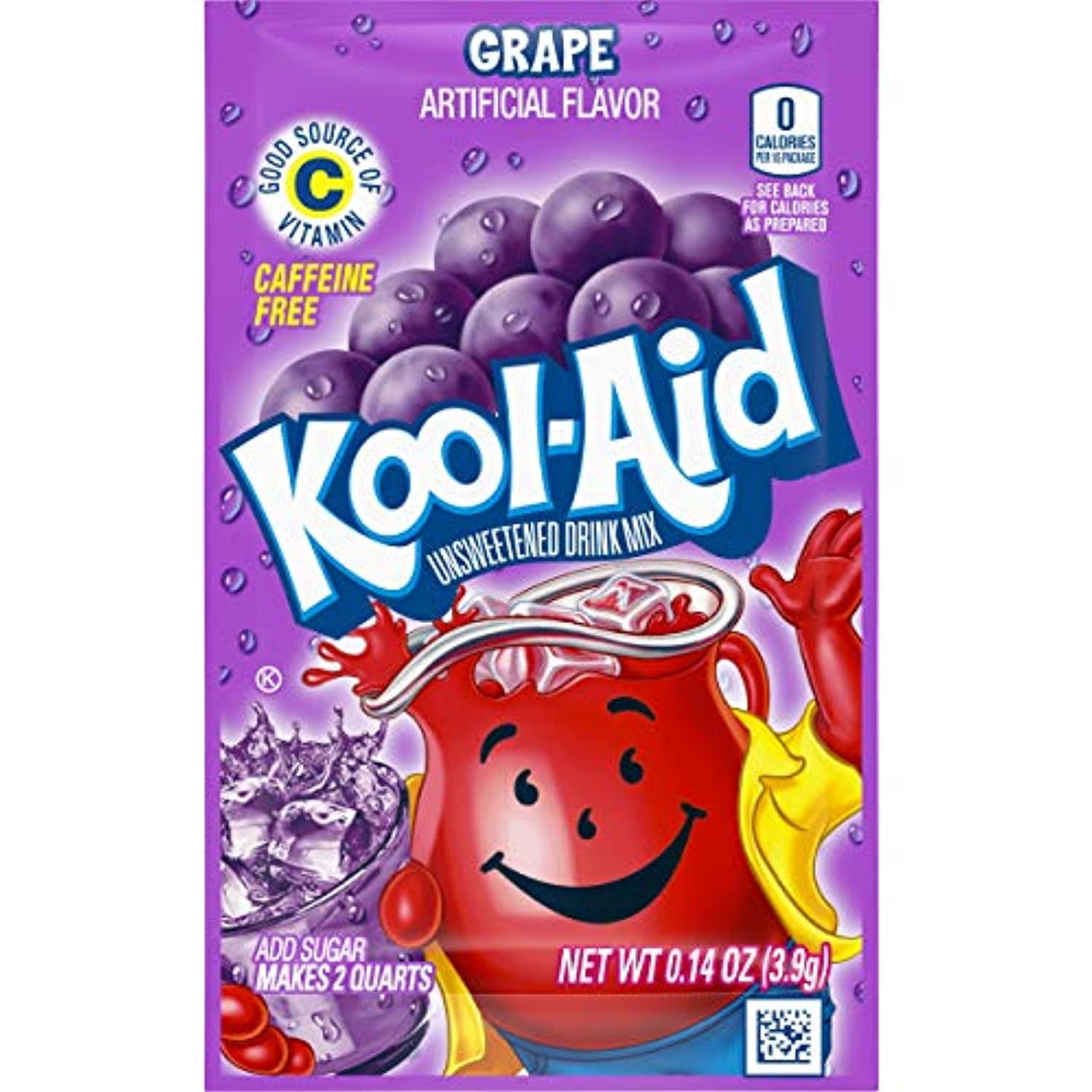Kool-Aid Grape Flavored Unsweetened Caffeine Free Powdered Drink Mix, 48 Count (Pack Of 2), Violet (00043000955635)