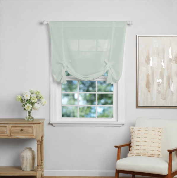 Mainstays Tie Up Balloon Shade, Soft Sea, 42 in x 63 in, 1 Piece