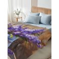 thumbnail image 4 of Queen Size Flat Sheet Only, Lavender Soft Brushed Microfiber Bed Sheets, Spring Floral Purple Watercolor Vintage Hotel Quality Breathable Bedding Top Sheet, Easy Care, 90"x102", 4 of 9