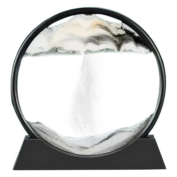 ​​BKBP Moving Art Picture​​, 3D Dynamic Deep Sea Sandscape, ​​Round Glass Desktop Decor​​, Artistic 200ml Sand Painting, Ocean Theme Display for Home Office Zen