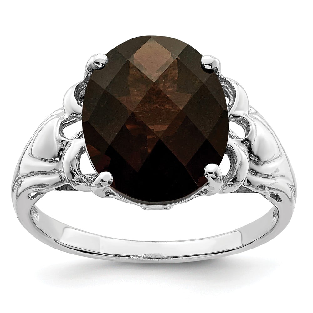 925 Sterling Silver Rhodium Plated Smoky Quartz Engagement Ring Size 7 For  Women (4.55ct)