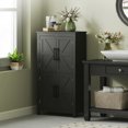 thumbnail image 2 of HOMCOM Armoire de Rangement pour Salle de Bain, Armoire de Sol Style Ferme avec Portes, Noir, 2 of 10