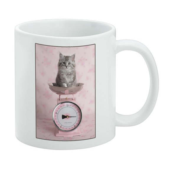 Siberian Cat Kitten Tipping The Scale White Mug