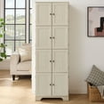 thumbnail image 3 of S-HOME Contemporary 72.4" Tall Storage Cabinet with 8 Doors and 4 Shelves for Living Room Kitchen Office Freestanding Organization Solution, White, 3 of 18
