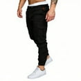 thumbnail image 3 of BiZtdJrK Mens Multi Pockets Cargo Sweatpants Gym Casual Running Joggers Sports Pants Solid Color Athletic Trousers, Black, S, 3 of 8