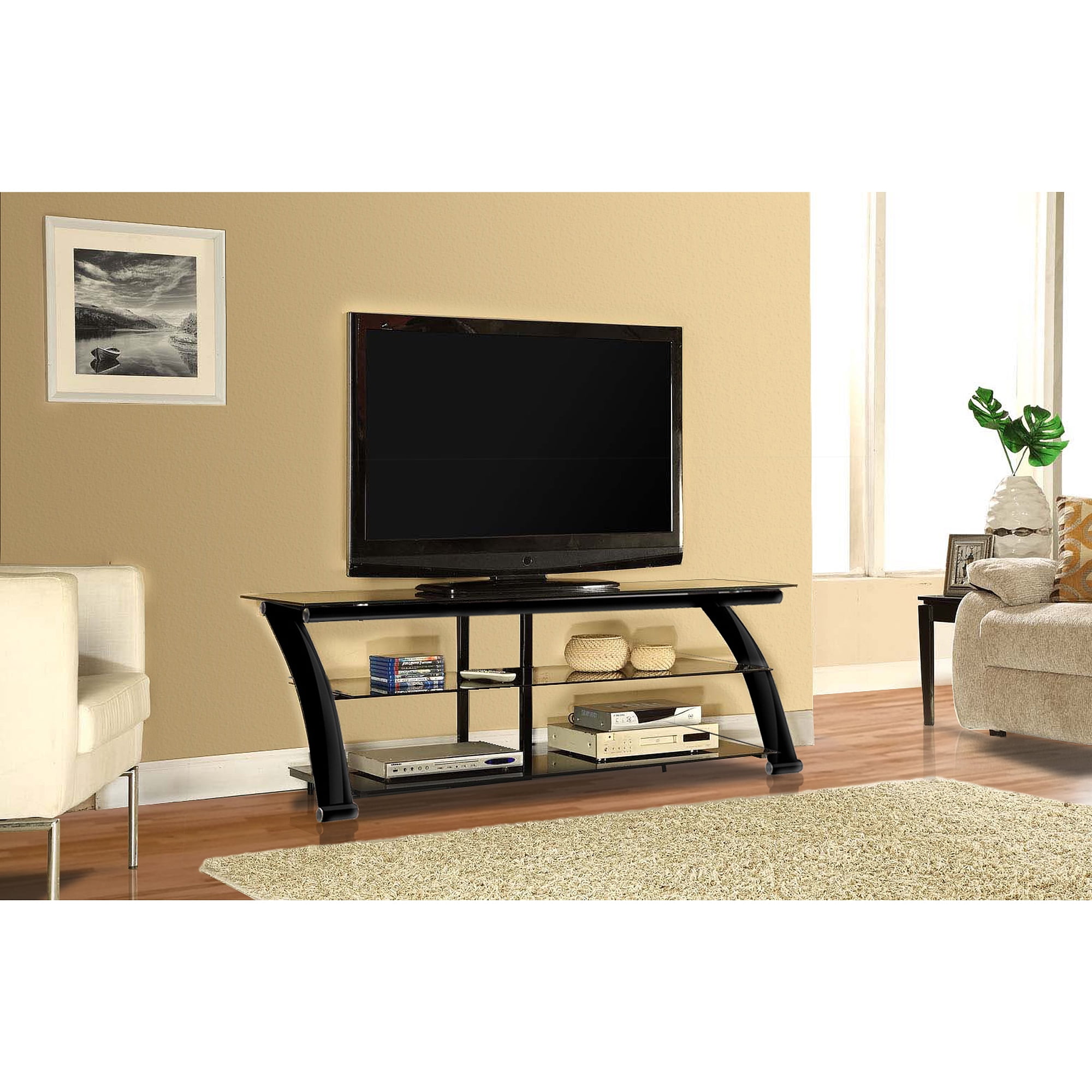 Innovex Nexus Glass Black Tv Stand For Tvs Up To 65 Com