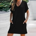 thumbnail image 2 of OSOLU Solid Color Summer Dresses For Women Short Sleeve With Pockets T-Shirt Tshirts Tee With Pockets Cute Sundress Dresses For Women 2025 Elegant Classy, 2 of 6
