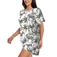 thumbnail image 2 of Lsque Palm Trees Zebra Women's Short-Sleeved Pajama Set - 2 Piece Soft and Lightweight Sleepwear Set-Large, 2 of 9