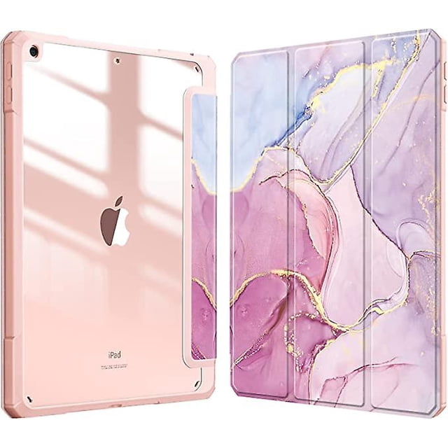 Funda protectora con diseño de mármol rosa compatible con iPads de 9.ª, 8.ª y 7.ª generación (modelos 2021/2020/2019, 10,2 pulgadas) - Carcasa a prueba de golpes, transparente