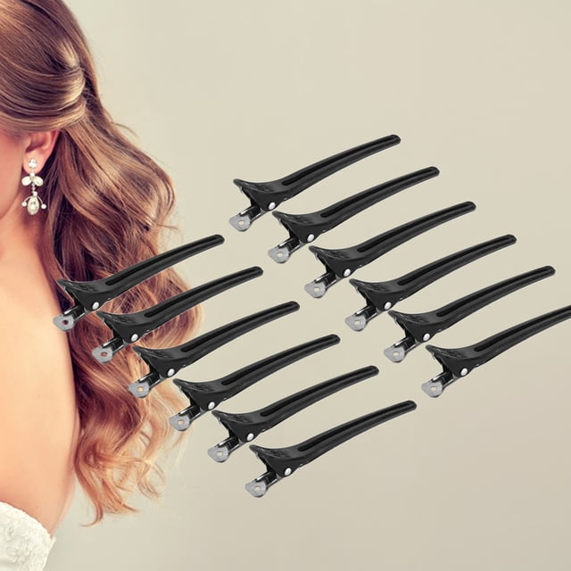 Pinzas para el cabello, 12pcs Clip de corte de pelo de salón, Pinzas de Cocodrilo para el Pelo para estilizar y seccionar, Aleación de Aluminio de Peluquería Abrazaderas Horquilla Herramientas de Pein Higoodz Belleza saludable