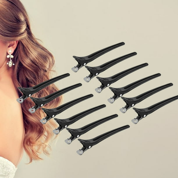 Pinzas para el cabello, 12pcs Clip de corte de pelo de salón, Pinzas de Cocodrilo para el Pelo para estilizar y seccionar, Aleación de Aluminio de Peluquería Abrazaderas Horquilla Herramientas de Pein EOTVIA No