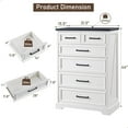 thumbnail image 5 of EDX 44" Farmhouse 6-Drawer Dressers for Bedroom and Living Room Storage, Stylish Wood Chest of Drawers, White, 5 of 5