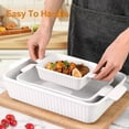 thumbnail image 5 of Ceramic Bakeware Set,Porcelain Baking Dishes for Oven,Rectangular Lasagna Pans for Cooking, Kitchen, Cake Dinner,White, 5 of 7