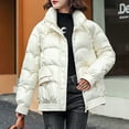 thumbnail image 2 of Fashion Winter Warm Coats for Womens Hooded Plus Size Long-sleeved Solid Color Light Shiny Down Jacket Long-sleeved Jacket, 2 of 6