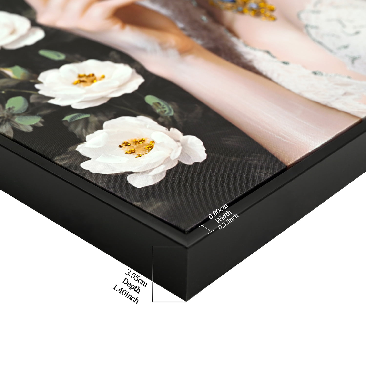MOONMISS 24x36 Beauty Lady Gold White Floral Canvas Print Modern Wall Art Living Room Bedroom Decor