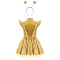 thumbnail image 4 of Raenseen Kids Girls 2pcs Alien Dress Up Outerspace Robot Outfit Flying Sleeve Twirl Swing Dresses Gold 16, 4 of 6