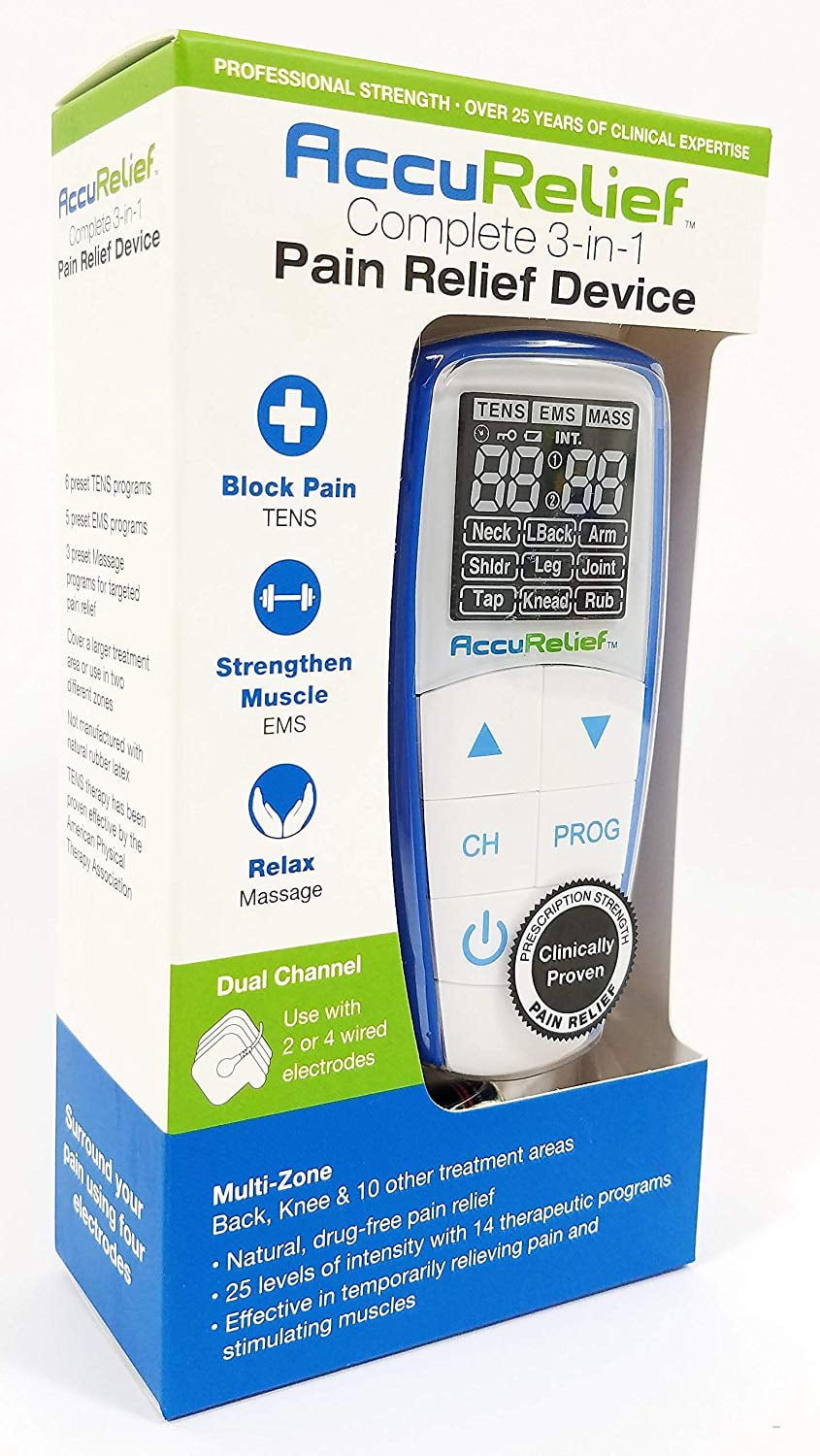 AccuRelief Complete 3-in-1 Pain Relief Device TENS EMS
