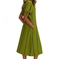 thumbnail image 4 of Edvintorg Women's Summer Dresses Striped Boho Crew Neck Cold Shoulder Loose Fit Casual Long Dress with Pockets Sundresses for Women Green S, 4 of 6