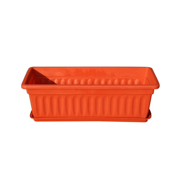 Resina Rectangular Maceta de Siembra Agujero de Drenaje Plantador de Flores Vegetales Bandeja de Planta de Jardín en Casa Rojo 44x19x14cm 3 Piezas Eigraketly HA6722-11B