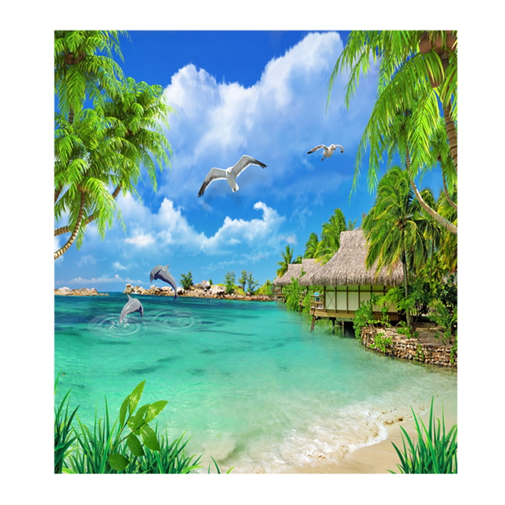 Fashion 3D Wall Tapestry Beach Throw Picnic Mat Seascape Outdoor/Indoor P 