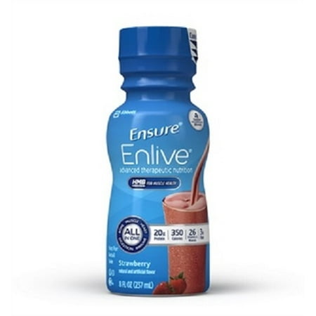 Ensure Enlive Nutritional Shake, Strawberry, 8 Ounce Bottle, Abbott 64281 - Case of