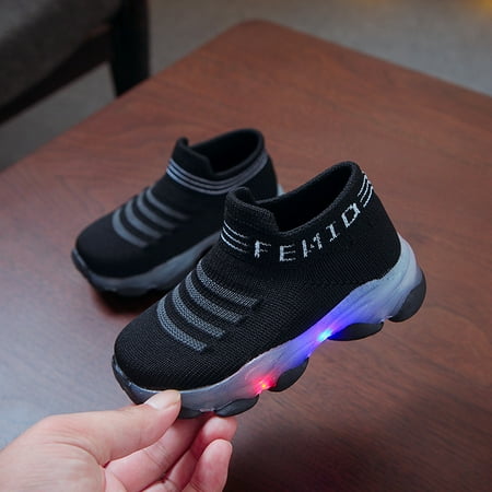 

Children s Shoes LED Light Shoes Flying Woven Sports Shoes Luminous Socks Shoes For Kids
