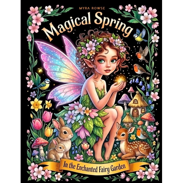 Libro para colorear para adultos: Primavera mágica en el jardín encantado de hadas