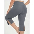 thumbnail image 5 of FlorCurve Plus Size Capri Leggings for WomenTummy Control Cropped Pants Stretch Athletic Leggings, Gray XL, 5 of 7