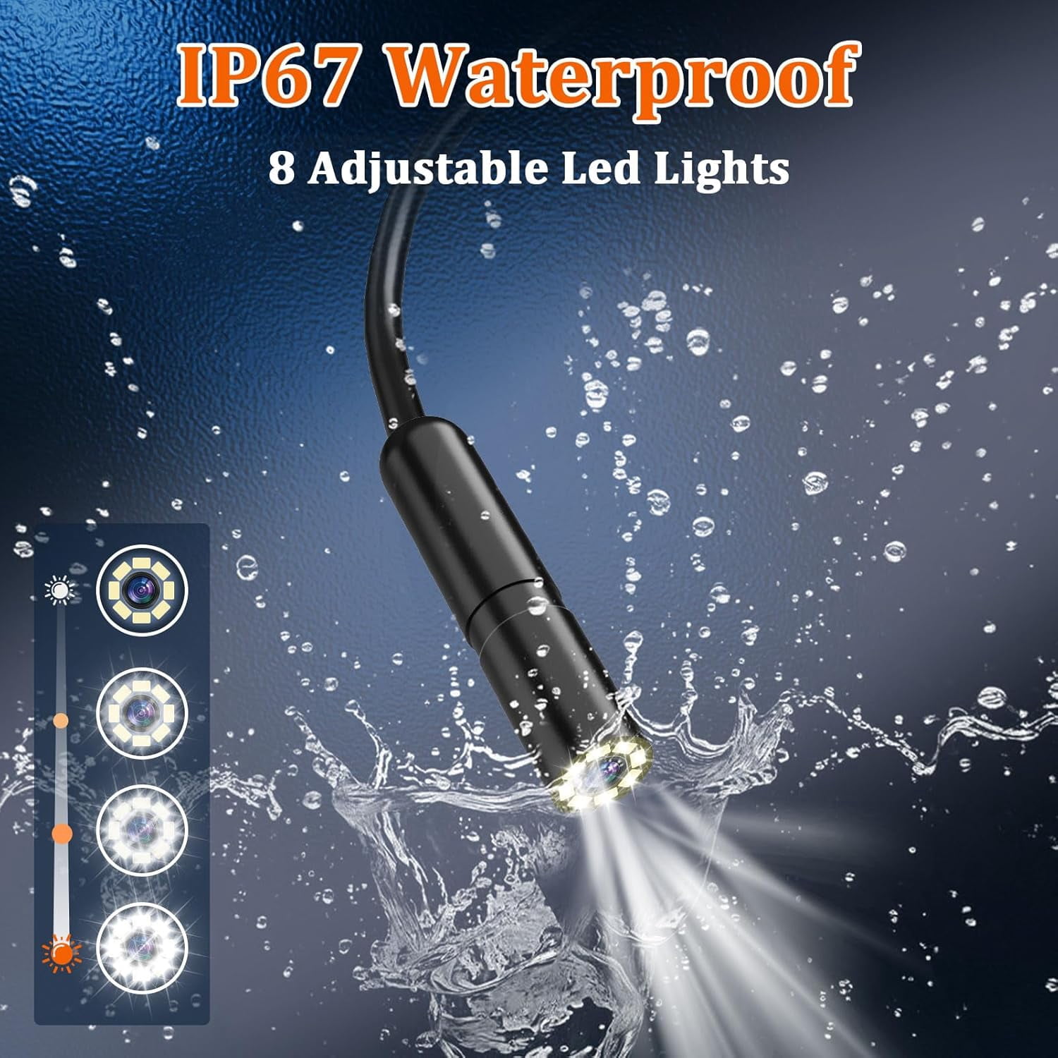 Dual-Lens Endoscope with Light, Endoscope Camera with Light with 4.3" IPS Screen,1920P HD with 8 LED Lights,16.4ft Semi-Rigid Cable and Back LED Light,IP67 Waterproof Endoscope Cool Gadgets for Men